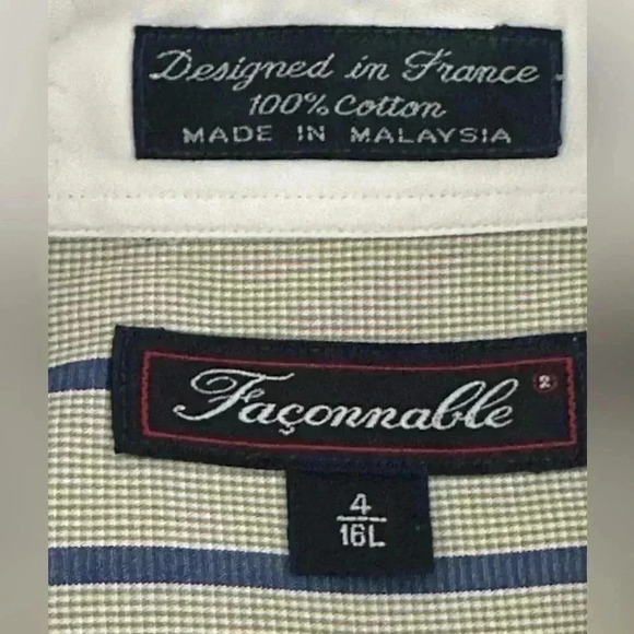 Faconnable Men’s Classic Club Fit Striped Shirt Size Large - Picture 5 of 6